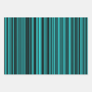 Feuille De Papier Cadeau Bandes noires turquoises