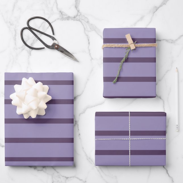 Feuille De Papier Cadeau Bandes pourpres (Recto)