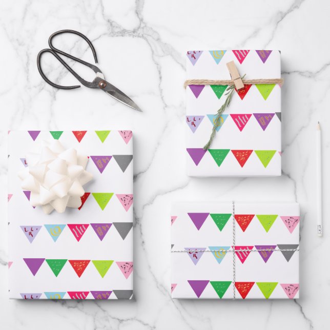 Feuille De Papier Cadeau Bannière de fête (Recto)