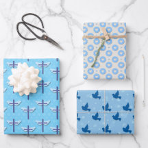 Baptême Croix Colombe Bleue Amour