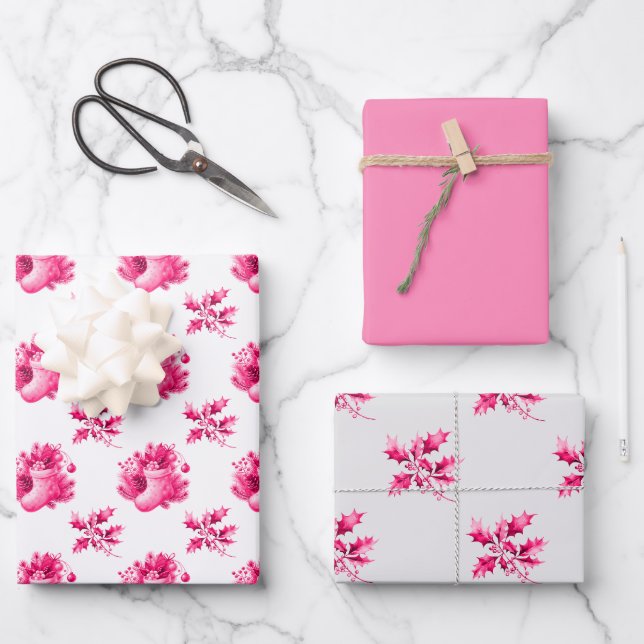 Feuille De Papier Cadeau Bas rose vintage (Recto)