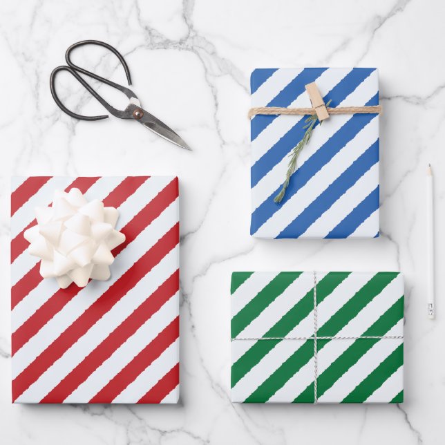 Feuille De Papier Cadeau Basique Diagonal Stripes Faux Torn Effet (Recto)