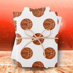Feuille De Papier Cadeau Basketball Ball Motif Enfants Nom Anniversaire<br><div class="desc">Basketball Ball Motif Enfants Nom Birthday Wrapping Feuilles de papier. Motif de basket-ball sur un arrière - plan blanc. Personnalisez avec votre nom ou effacez le texte.</div>