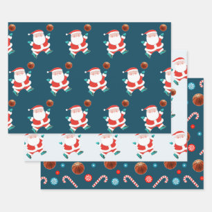 Feuille De Papier Cadeau Basketball de Noël Créatif