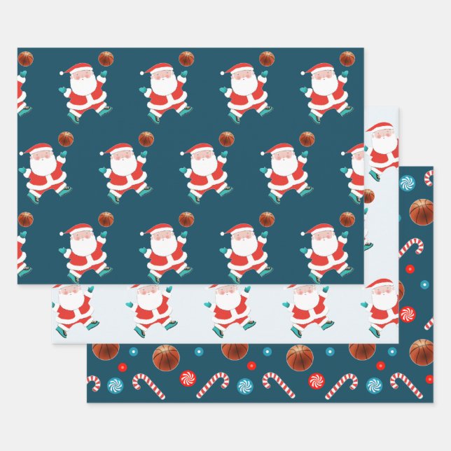 Feuille De Papier Cadeau Basketball de Noël Créatif (Lot)