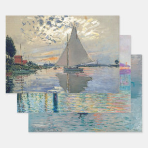 Feuille De Papier Cadeau Bateau à voile de Monet Impressionnisme français C