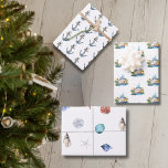 Feuille De Papier Cadeau Bateau de croisière nautique, Ancre et coquillages<br><div class="desc">Joli ensemble de draps d'emballage cadeau nautique avec un thème de paquebot de croisière, cet ensemble de design comprend 3 styles aquarelle : l'un a un bateau de croisière aquarelle, l'autre a une ancre nautique et l'autre un motif de coquillages aquarelles peints. Ce papier d'emballage est un choix parfait pour...</div>