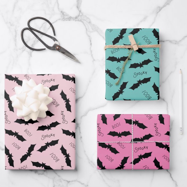 Feuille De Papier Cadeau Bats Halloween (Recto)