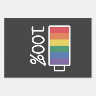 Feuille De Papier Cadeau Batterie 100% Gay Funny LGBT Pride Mois Égalité