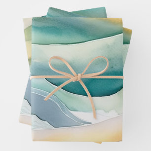 Feuille De Papier Cadeau Beach Aqua Green Ocean Cream Sand Mariage