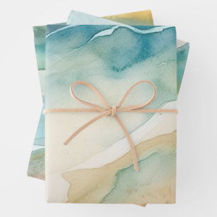 Feuille De Papier Cadeau Beach Blue Ocean Sand Mariage