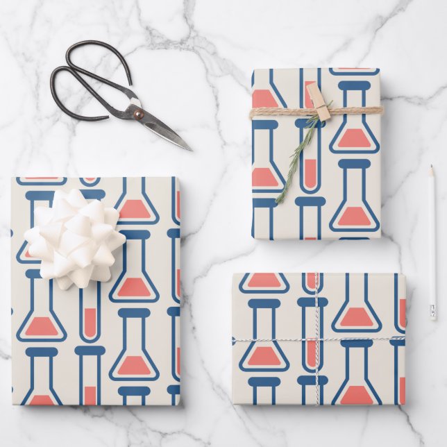 Feuille De Papier Cadeau Beaker & Test Tube Science Themed (Recto)