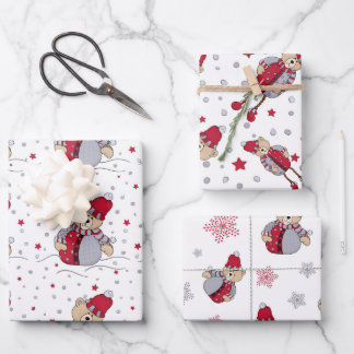 Feuille De Papier Cadeau Bear de Noël mignonne