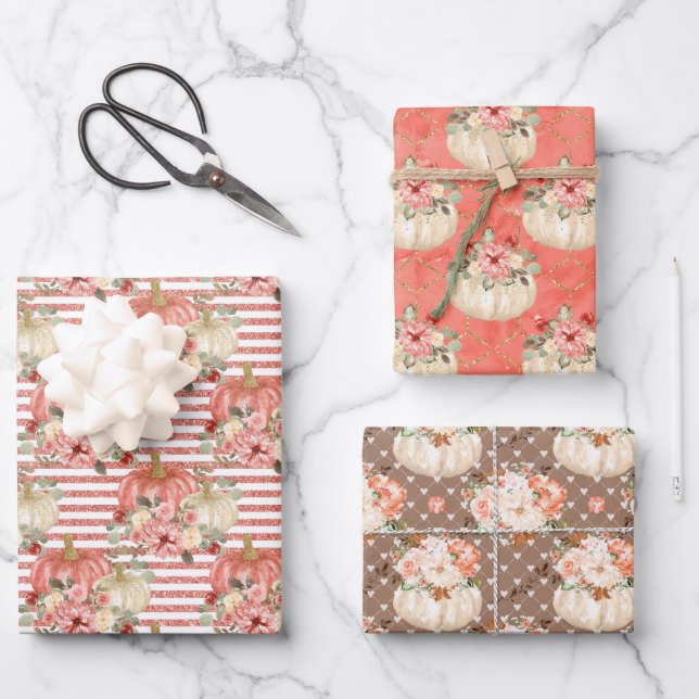 Feuille De Papier Cadeau Beau Baby shower Citrouille Cadeaux d'anniversaire (Recto)