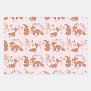 Feuille De Papier Cadeau Beau boisé animal floral