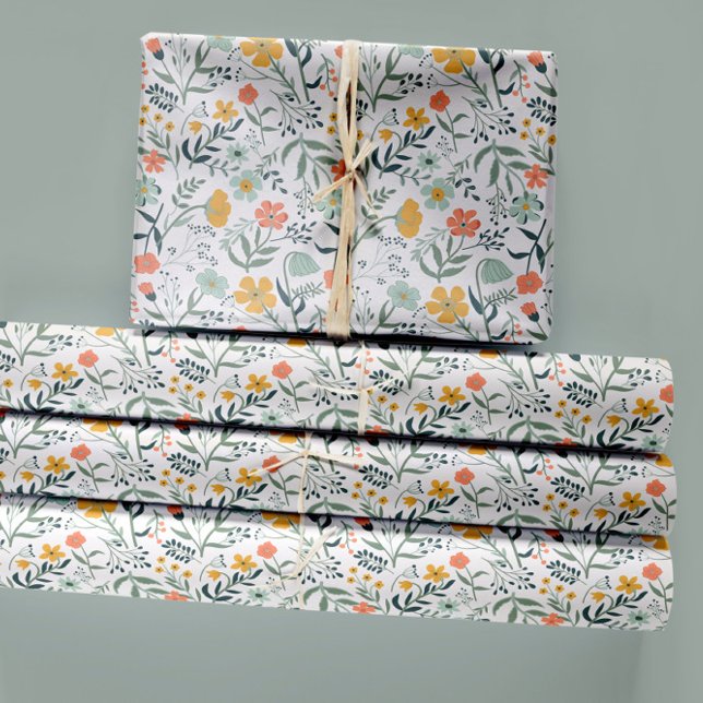 Feuille De Papier Cadeau Beau cadeau de découpage végétale florale botaniqu (Beautiful Botanical Floral Pattern Wrapping Paper Sheets
from Studio Posies.)