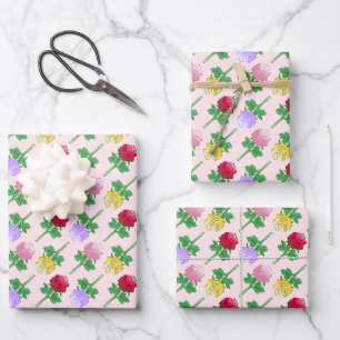 Feuille De Papier Cadeau Beau motif aux roses