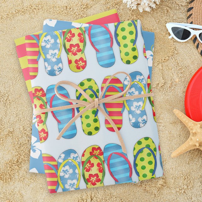 Feuille De Papier Cadeau Beau Motif Simple Flip Flops été (Créateur téléchargé)