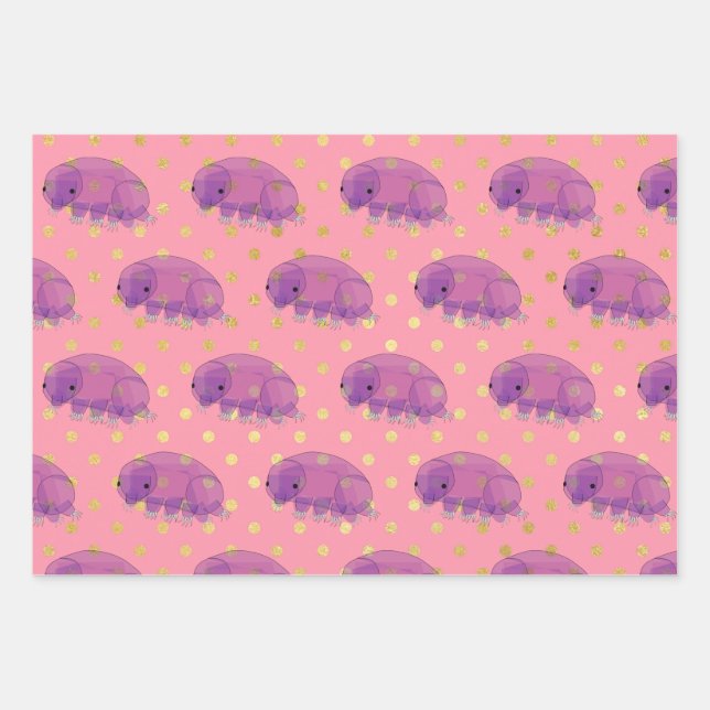 Feuille De Papier Cadeau Beau violet tardigrade aka eau nage (Devant)