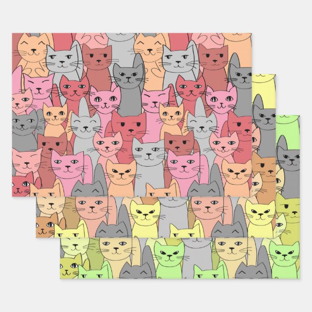 Feuille De Papier Cadeau Beaucoup de chats conception (Lot)