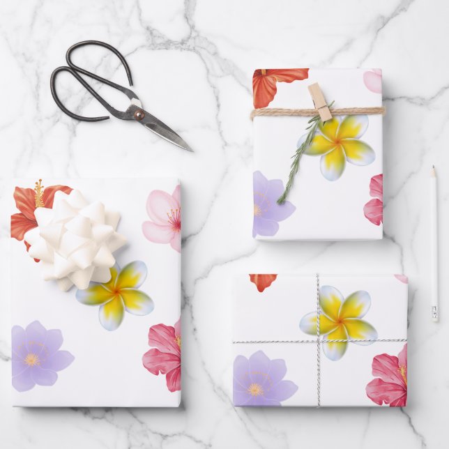 Feuille De Papier Cadeau Beautiful Flower Gift Wrap (Recto)