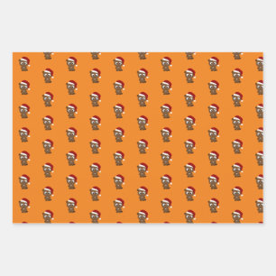 Feuille De Papier Cadeau Beaux castors de Noël