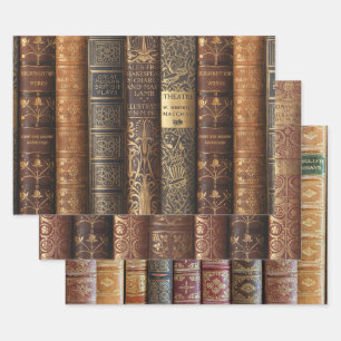 Feuille De Papier Cadeau Beaux Dos de Livres (Antique & Art Nouveau)