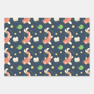 Feuille De Papier Cadeau Beaux Koi Rouges