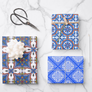 Feuille De Papier Cadeau Beaux motifs de carreaux