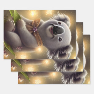 Feuille De Papier Cadeau Bébé adorable souriant Ours Koala