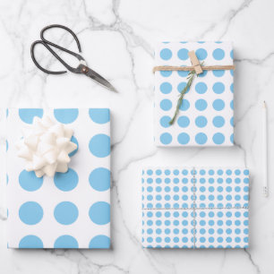 Feuille De Papier Cadeau Bébé Bleu & Blanc tailles différentes Pois Horiz