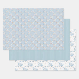 Feuille De Papier Cadeau Bébé Bleu Deux Baby showers