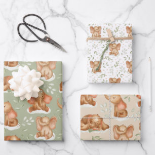 Feuille De Papier Cadeau Bébé éléphant mignon