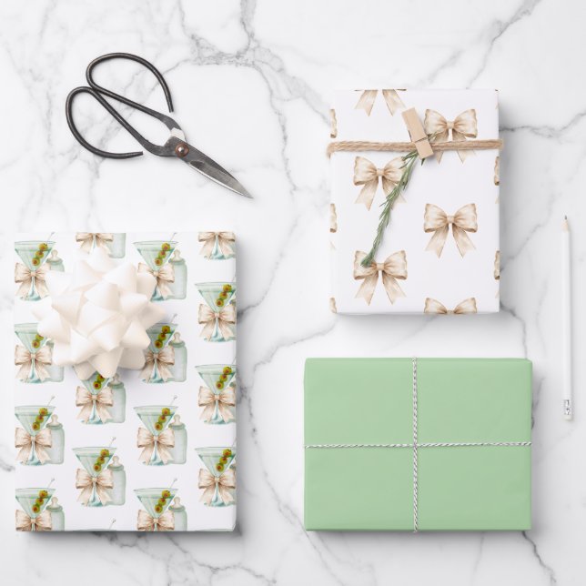 Feuille De Papier Cadeau Bébé Martini  (Recto)