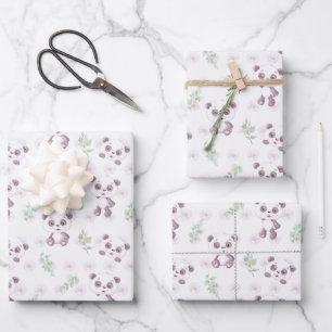 Feuille De Papier Cadeau Bébé mignon Panda Fleurs Baby shower Ballons