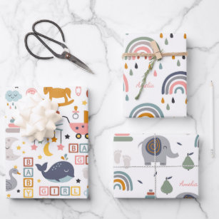 2 feuilles bébé fille cadeau Papier cadeau Baby Shower Naissance 2 feuilles bébé fille cadeau Papier cadeau Baby Shower Naissance