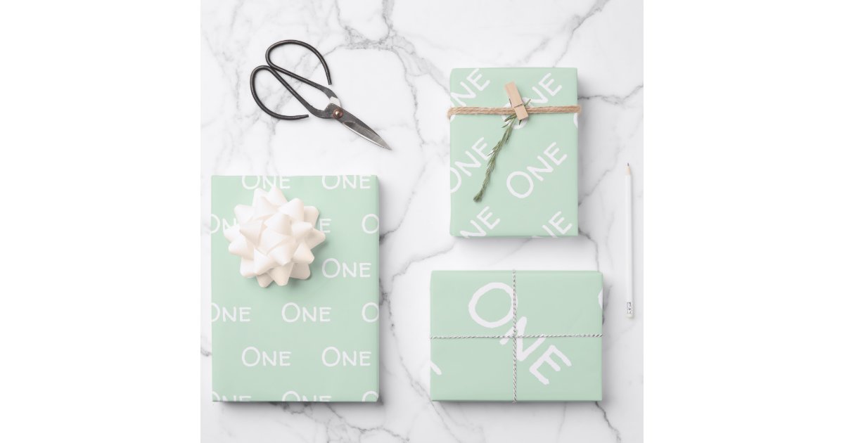 Feuille De Papier Cadeau Bebe Premier Anniversaire Blanc Vert Zazzle Fr
