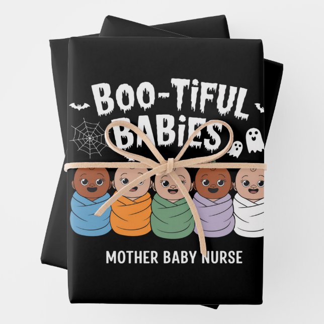 Feuille De Papier Cadeau Bébés Bootiful Infirmière Mère Bébé Halloween  (En situation)