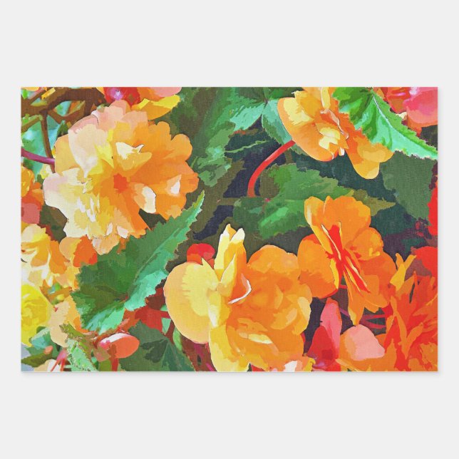 FEUILLE DE PAPIER CADEAU BEGONIAS (Devant)