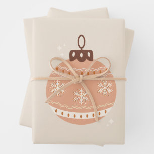 Feuille De Papier Cadeau Beige Bauble de Noël