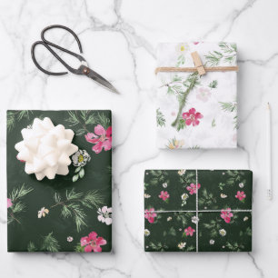 Feuille De Papier Cadeau Belle aquarelle Motif Fleur de Noël