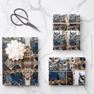 Feuille De Papier Cadeau Belle chouette minimaliste mignonne