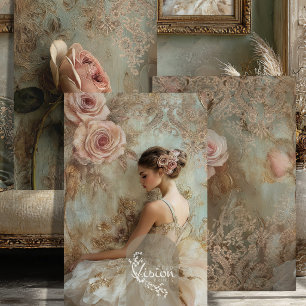 Feuille De Papier Cadeau Belle Étude Blush Rose Ballerine Sarcelle Damassé