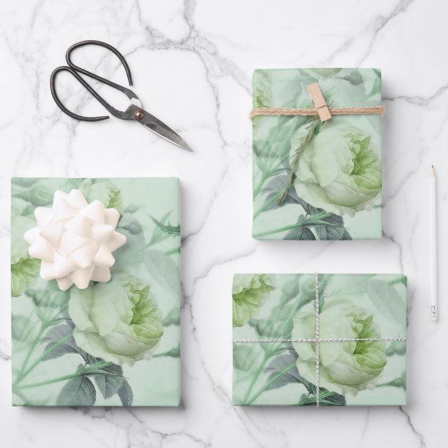 Feuille De Papier Cadeau Belle florale Vintage (Recto)