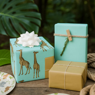 Feuille De Papier Cadeau Belle Giraffe Safari