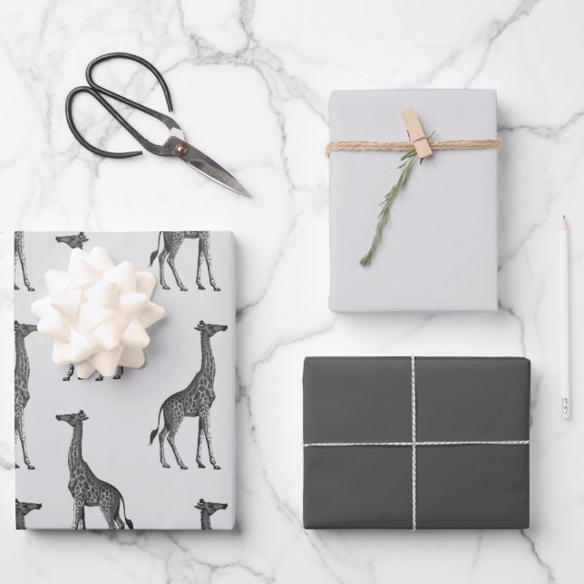 Feuille De Papier Cadeau Belle Giraffe thème (Recto)