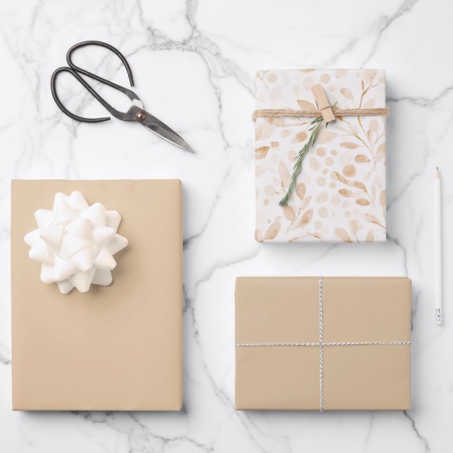 Feuille De Papier Cadeau Belle Teinte de Chaud Or (Recto)