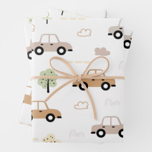 Feuille De Papier Cadeau Belle voiture Motifs garçons