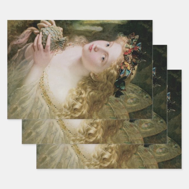 Feuille De Papier Cadeau Belles papillons aux fées par Sophie Anderson (Lot)