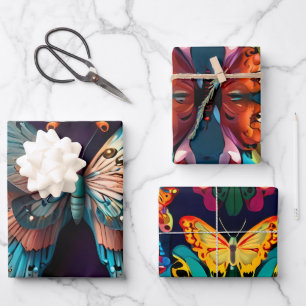 Feuille De Papier Cadeau Belles papillons mignons